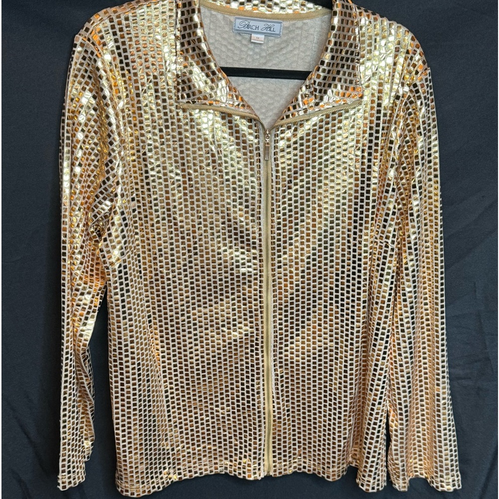 Birch Hill Gold Bling Jacket Light Weight Plus Sz 1X Boutique Excellent Quality
